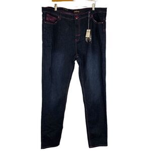 Old School Women's size 20 pink Embellished Blue stretch denim jeans
